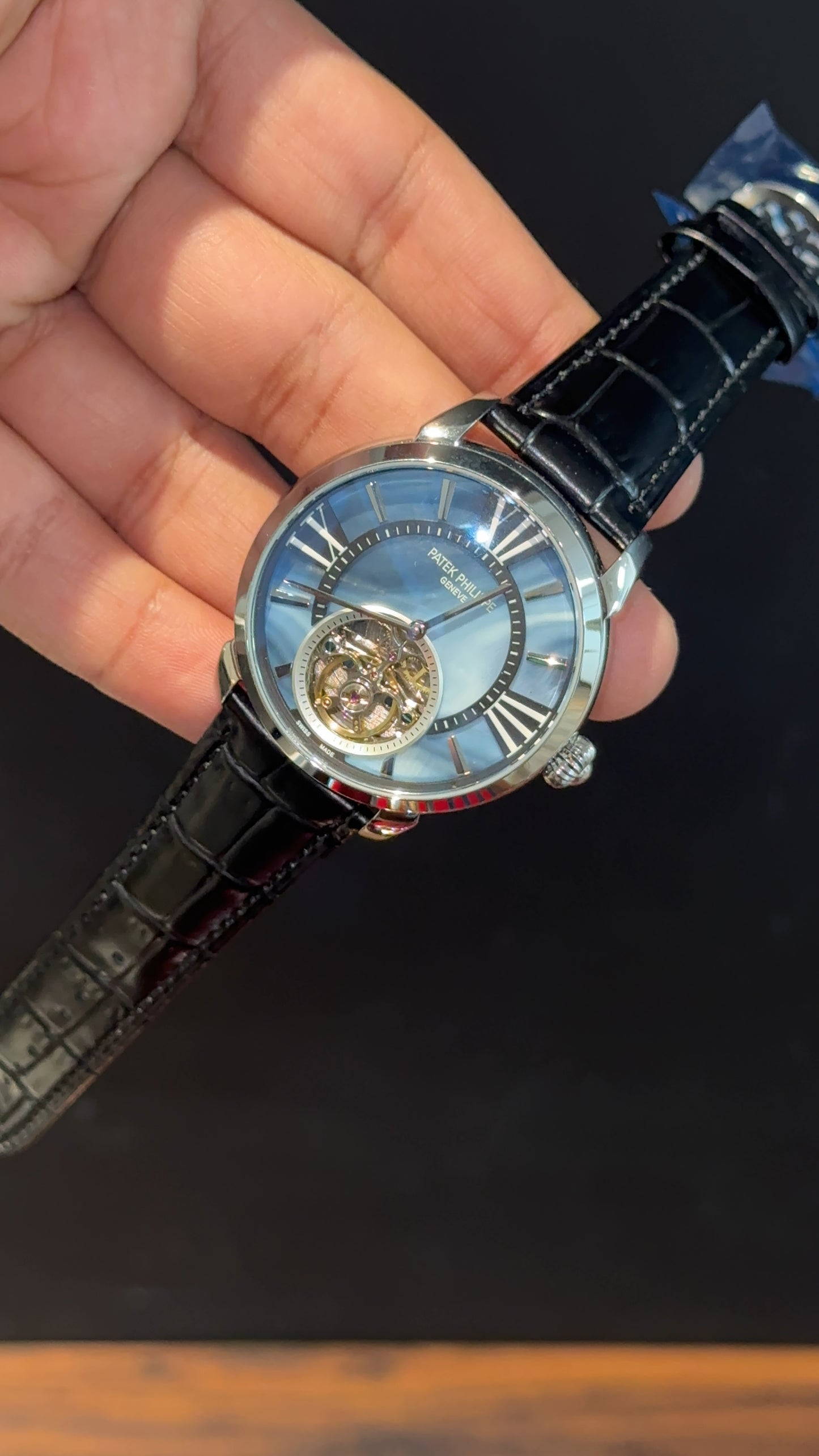 Pp Auto | Pendulum | Silver | Black Strap | Shaddy Sky Blue Dial