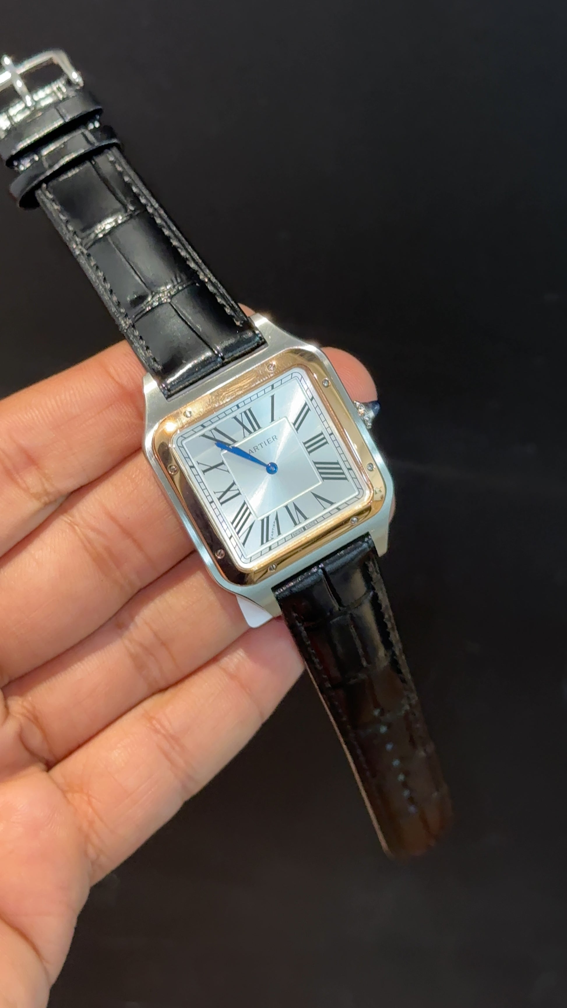 Cartier Dumont Lacquer | Rode Two Tone Case | Black Leather Strap | White Dial - twentyfour
