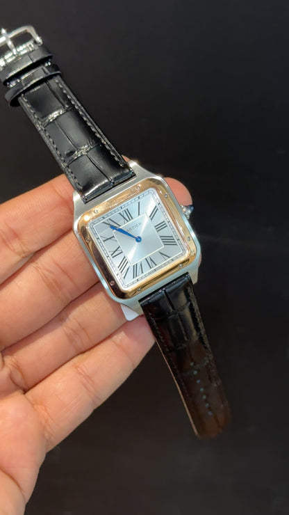 Cartier Dumont Lacquer | Rode Two Tone Case | Black Leather Strap | White Dial - twentyfour