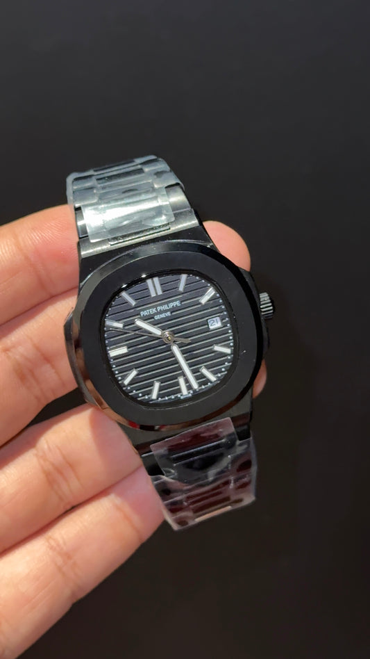 PP Auto | Black Chain | White Digit | Black Dial