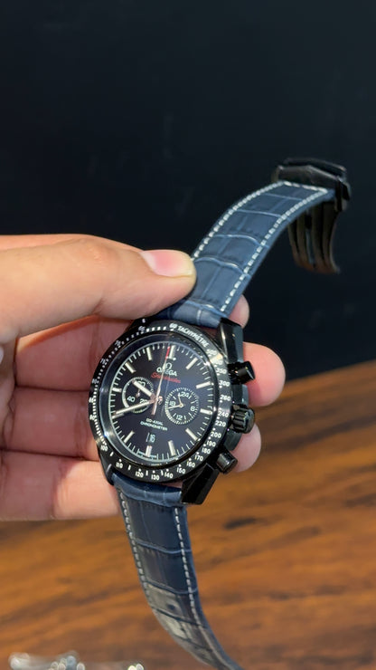 Omega Speedmaster | blue Strap | Black Case | Chrono | Black Dial