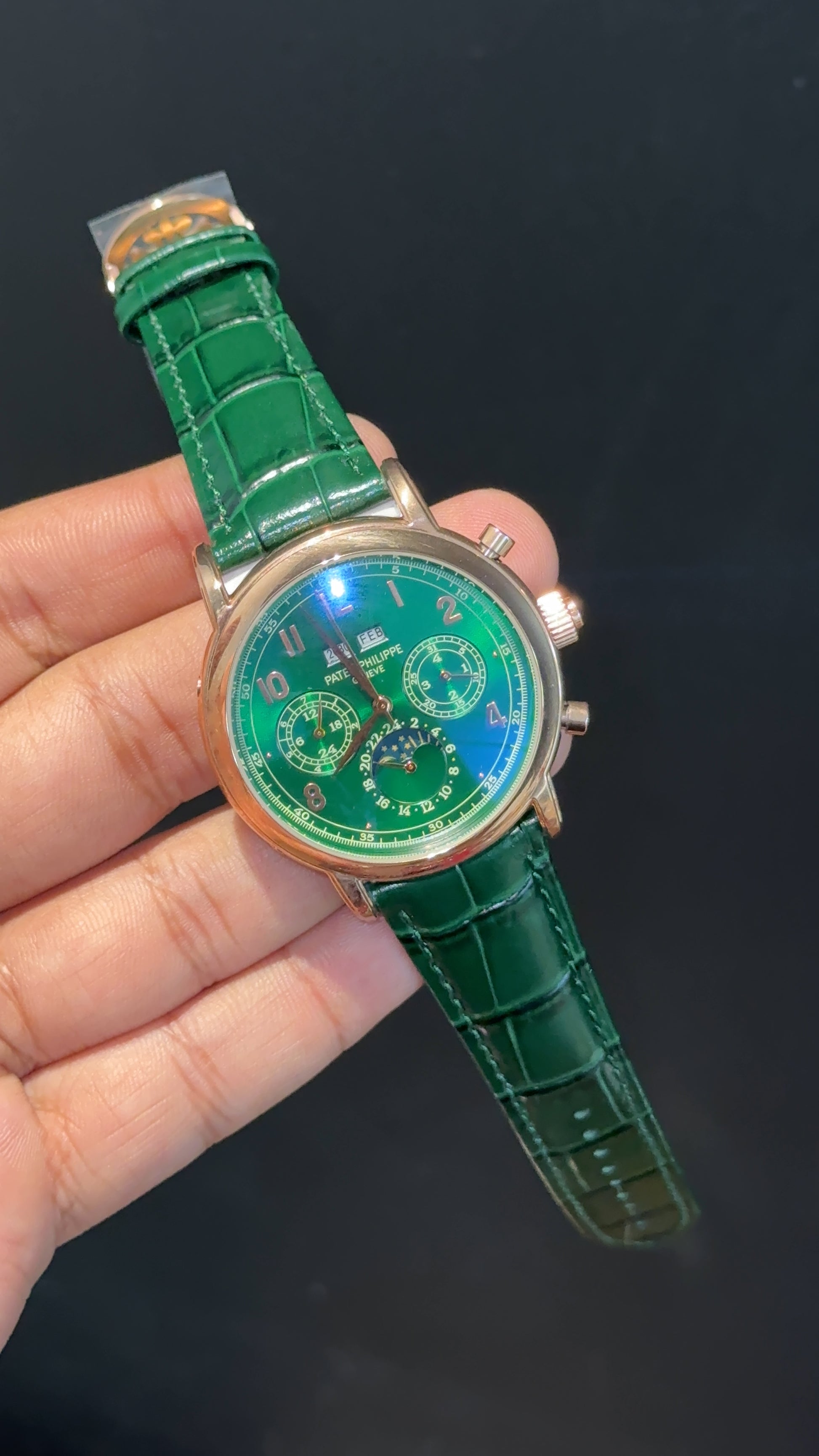 Patek Century | Auto | Rose Case | Green Dial | Green Leather Strap - twentyfour
