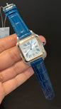 Cartier Santos | Rose Two Tone Case | Blue Dumont Strap | White Dial