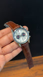 Tag Carrera | Brown Strap | Silver Bezel | Black Chrono | White Dial