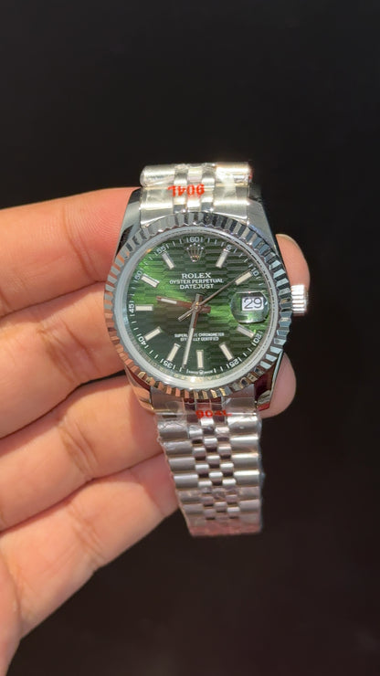 Datejust | 36mm | Silver Chain | Green Textured Dial