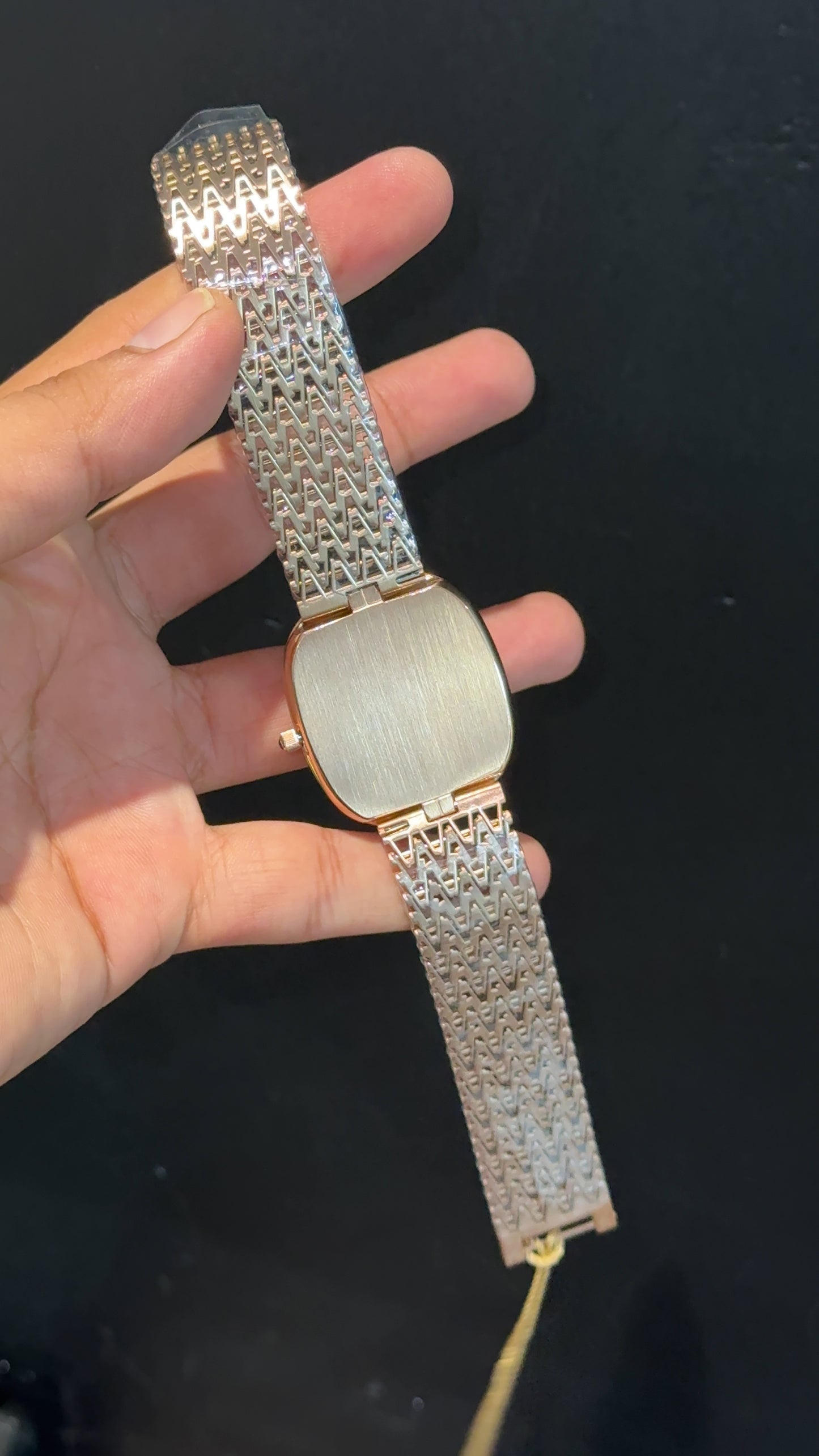 Pp Ellipse | Rose Mesh Chain | Brown Ebony Dial