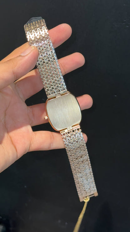 Pp Ellipse | Rose Mesh Chain | Brown Ebony Dial