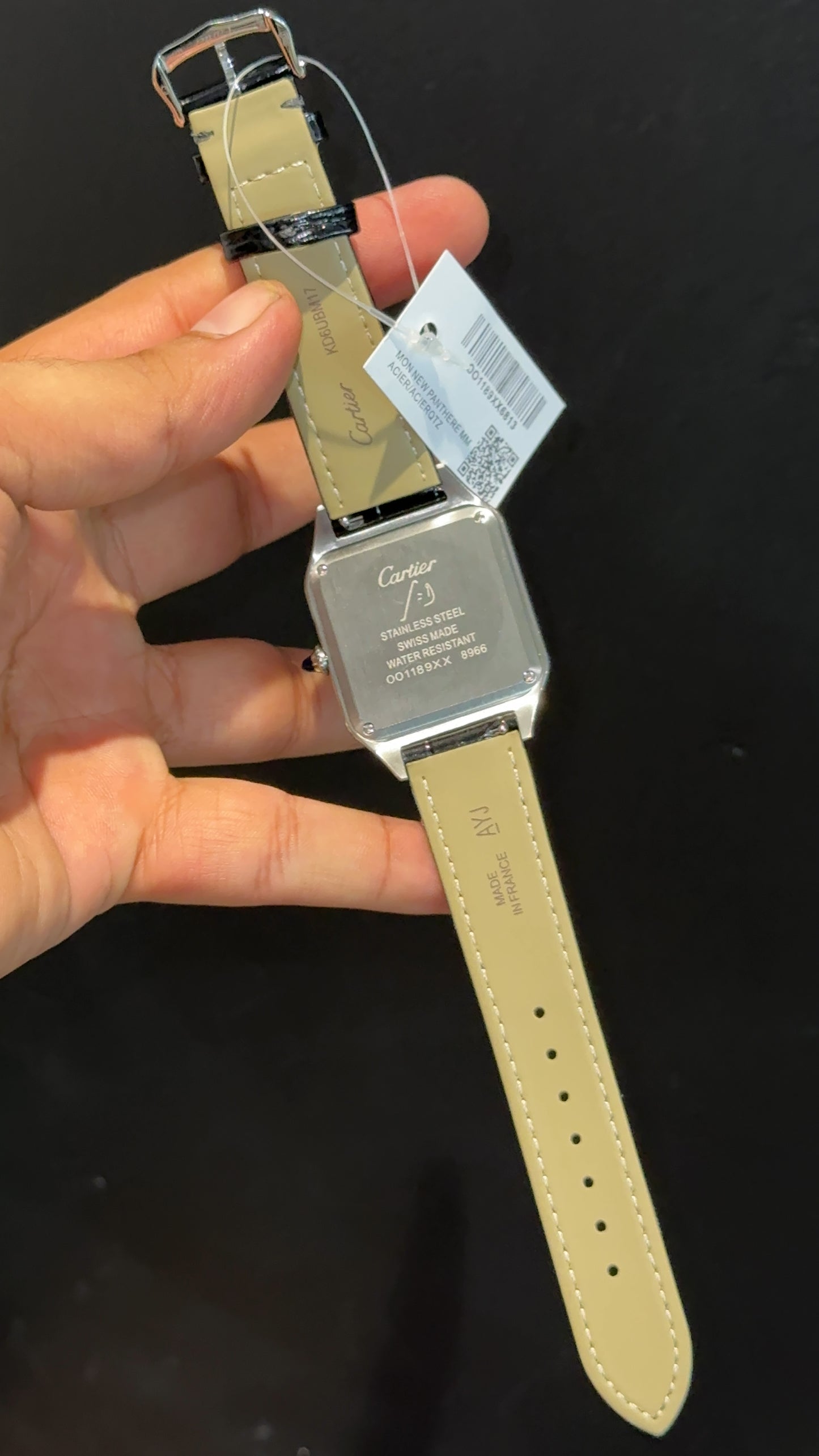 Cartier Santos | Gold Two Tone Case | Black Dumont Strap | White Dial