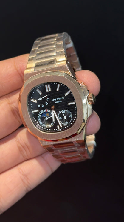 Pp Auto | Moonphase | Rose Chain | Sub Black Dials