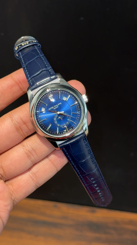 Pp Auto | Annual Calendar Edition | Silver | Blue Strap | Blue Dial - twentyfour