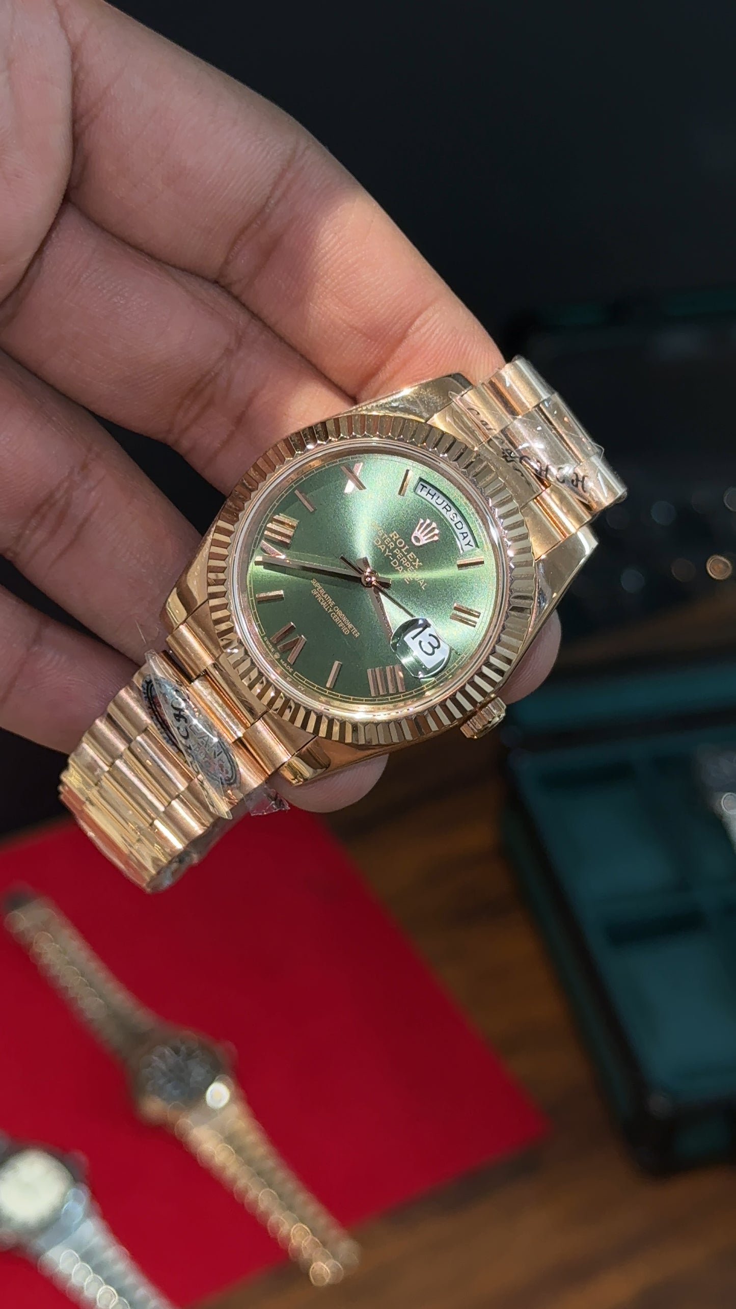 Premium DayDate | Rose Chain | Green Dial