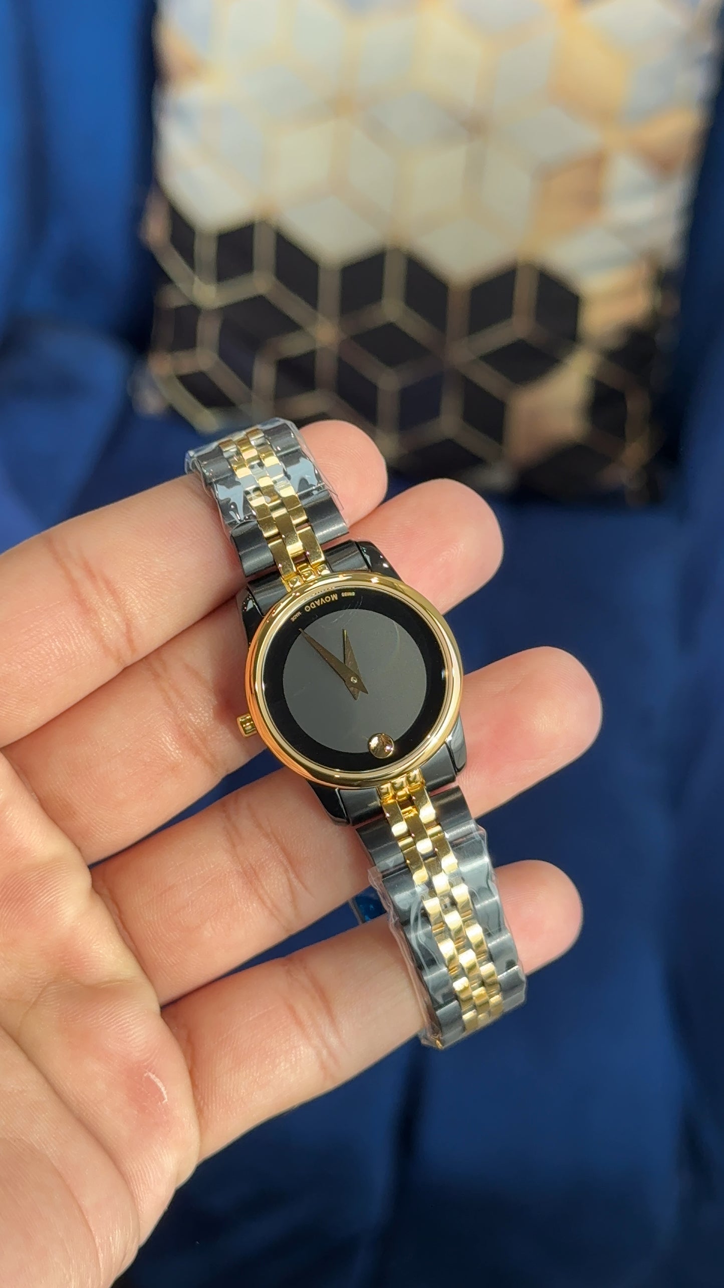 Movado | Women | Gold Two Tone | Black Plain Dial