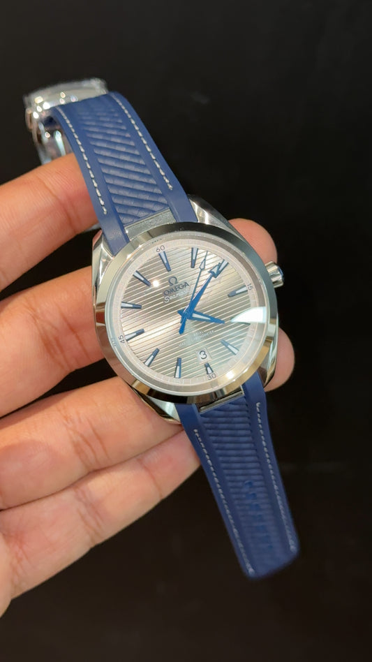 Omega Seamaster | Navy Blue Strap | Grey Texture Dial - twentyfour