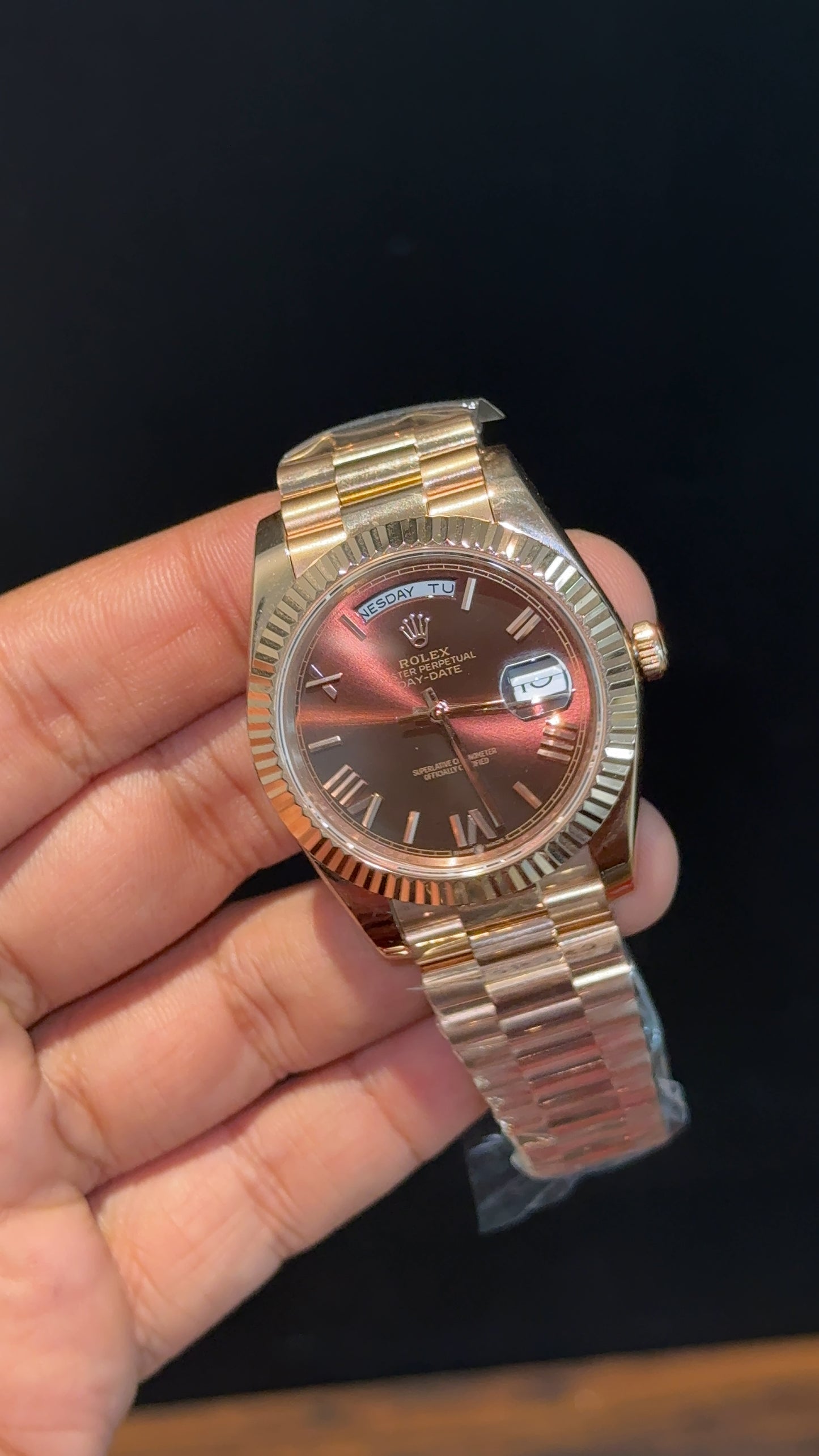 Premium Daydate | Rose Chain | Choco Brown Dial