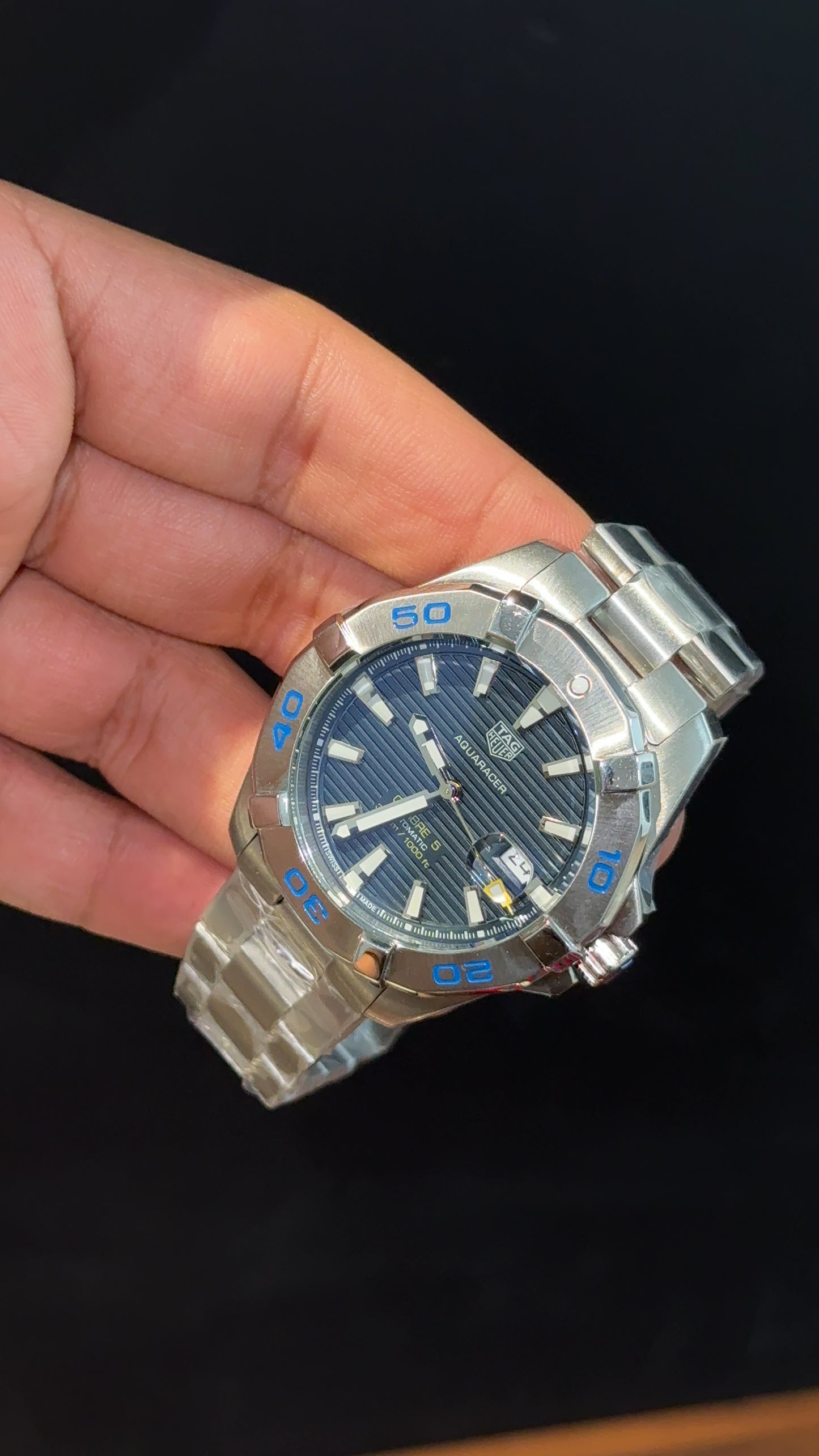 Tag Aquaracer | Calibre 5 | Silver Chain | Plain Bezel | Grey Dial