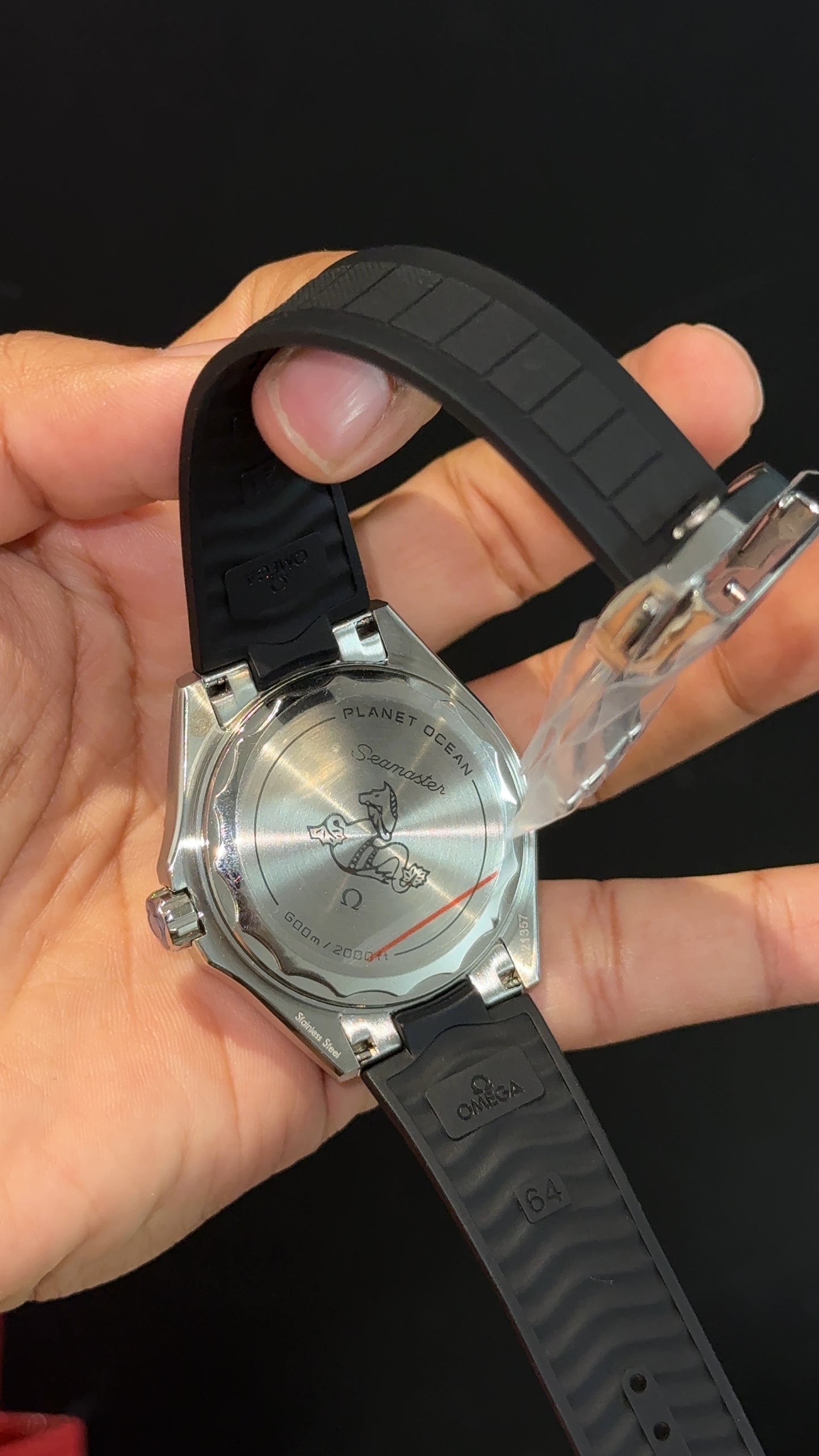 Omega Seamaster| Blue Bezel Planet Ocean | Black Silicone Strap | Black Dial
