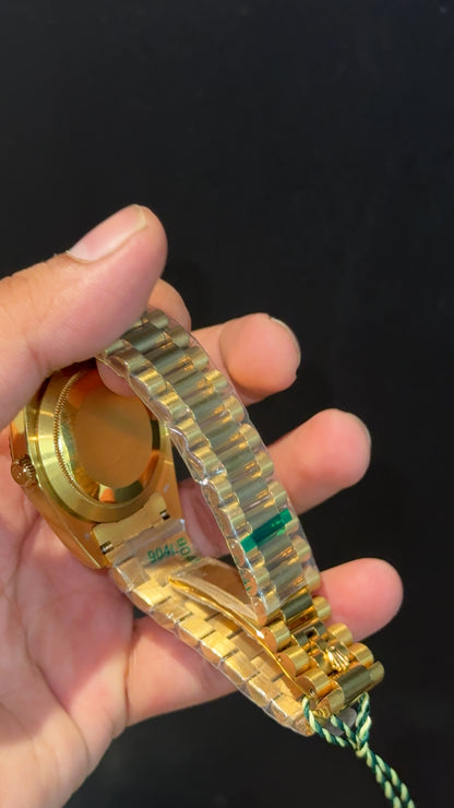 DayDate | Gold Chain | Dark Green Dial