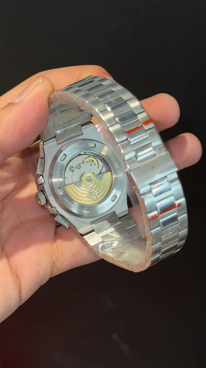 PP Auto | Single Time Edition | Silver Chain | Black Dial