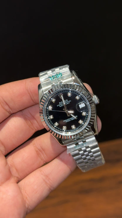 Datejust | 36mm | Silver Chain | Diamond Digit | Black Dial