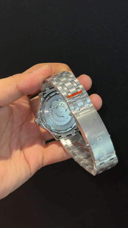 Omega Seamaster | Silver Chain | Blue Bezel | White Textured Dial