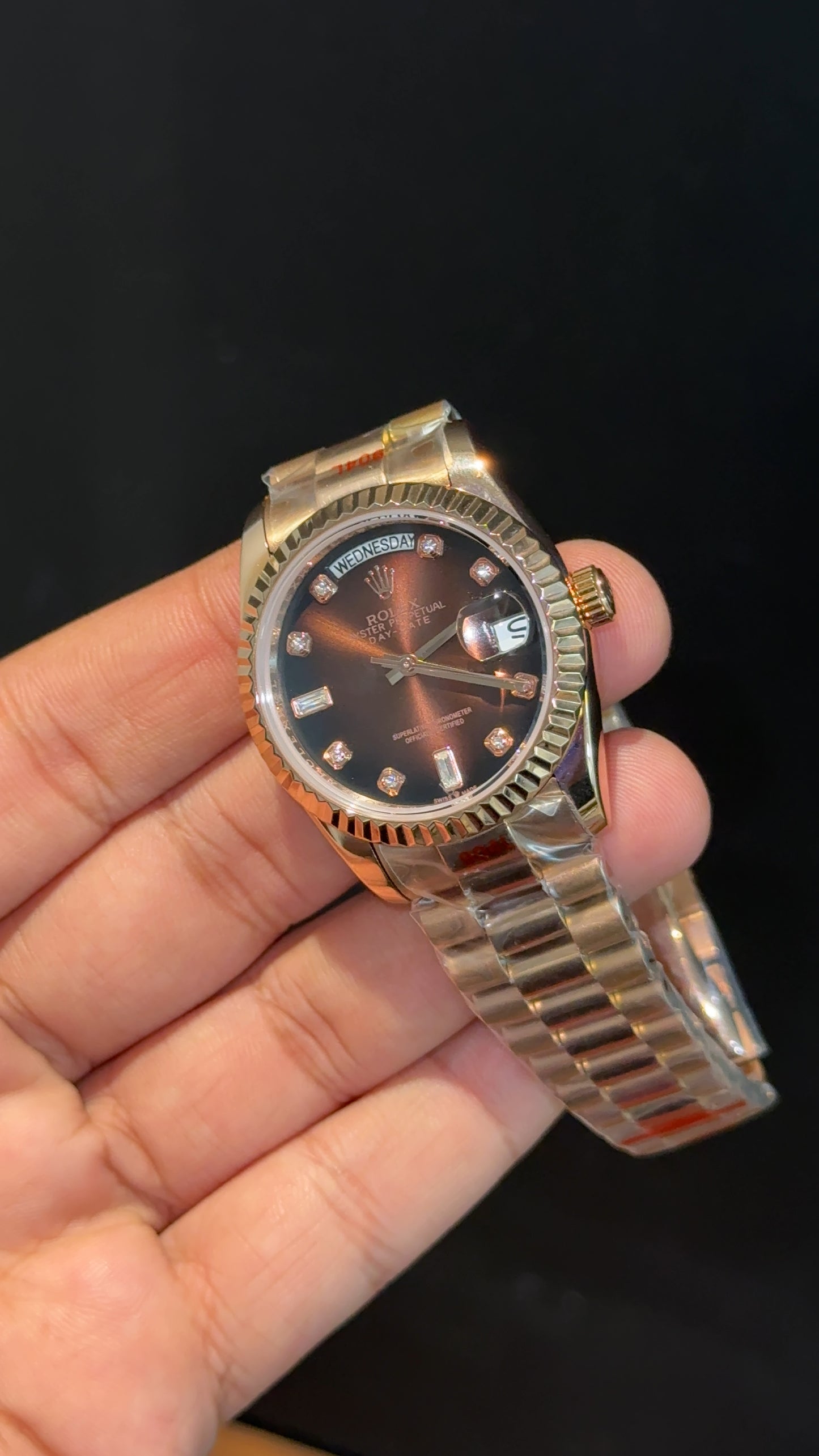 Daydate | 36mm | Rose Chain | Diamond Digit | Gradient Brown Dial - twentyfour
