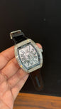 Premium Franck muller Silver | Black Leather Strap | Mother Of Pearl | Black Digit Dial - twentyfour
