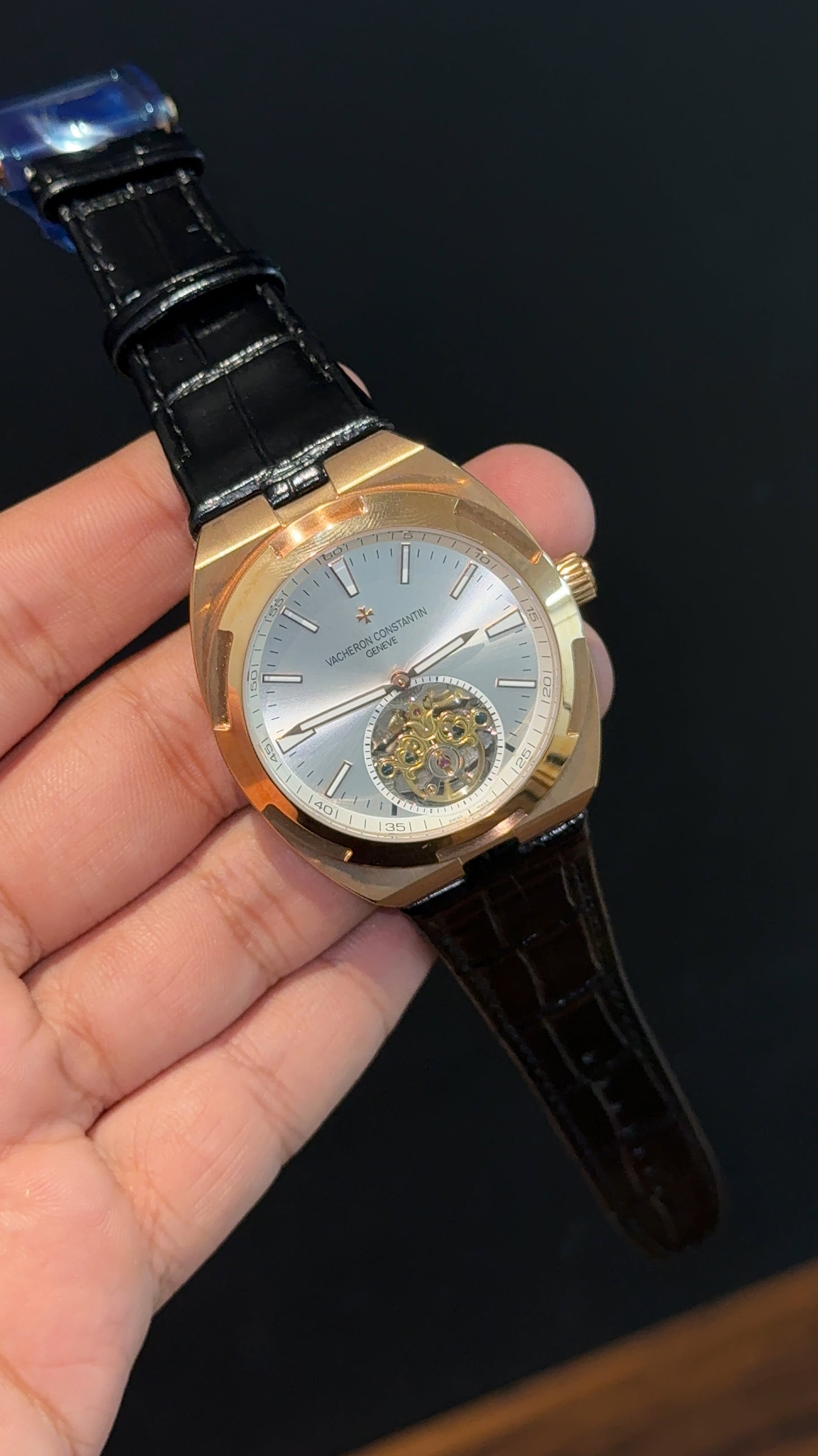 Vacheron Constantin | Rose | Black Leather Strap | Pendulum | White Dial