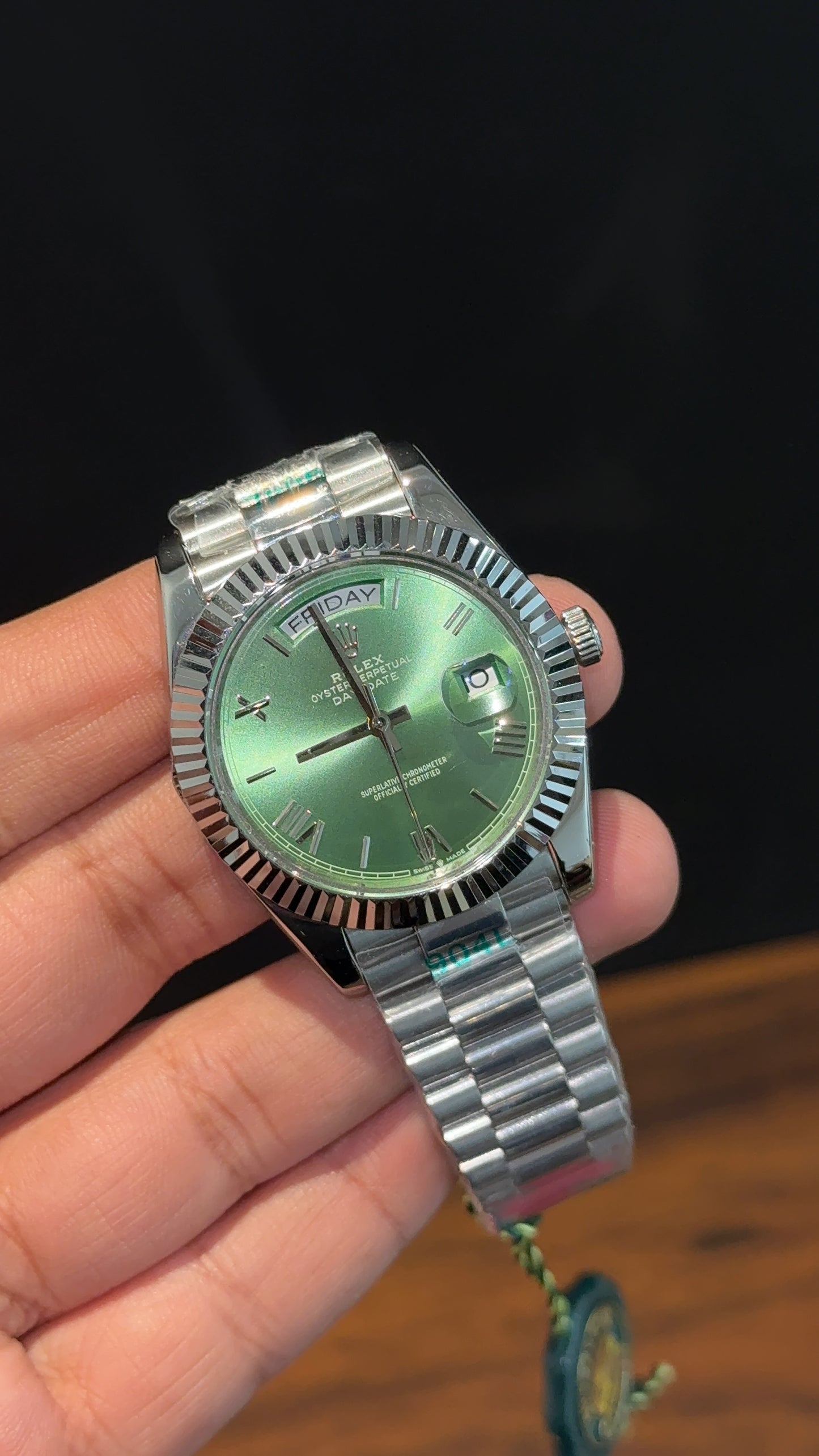 DayDate | Silver Chain | Green Index Dial