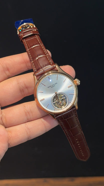 Pp Auto | Pendulum | Rose | Brown Strap | Rose Silver Dial - twentyfour