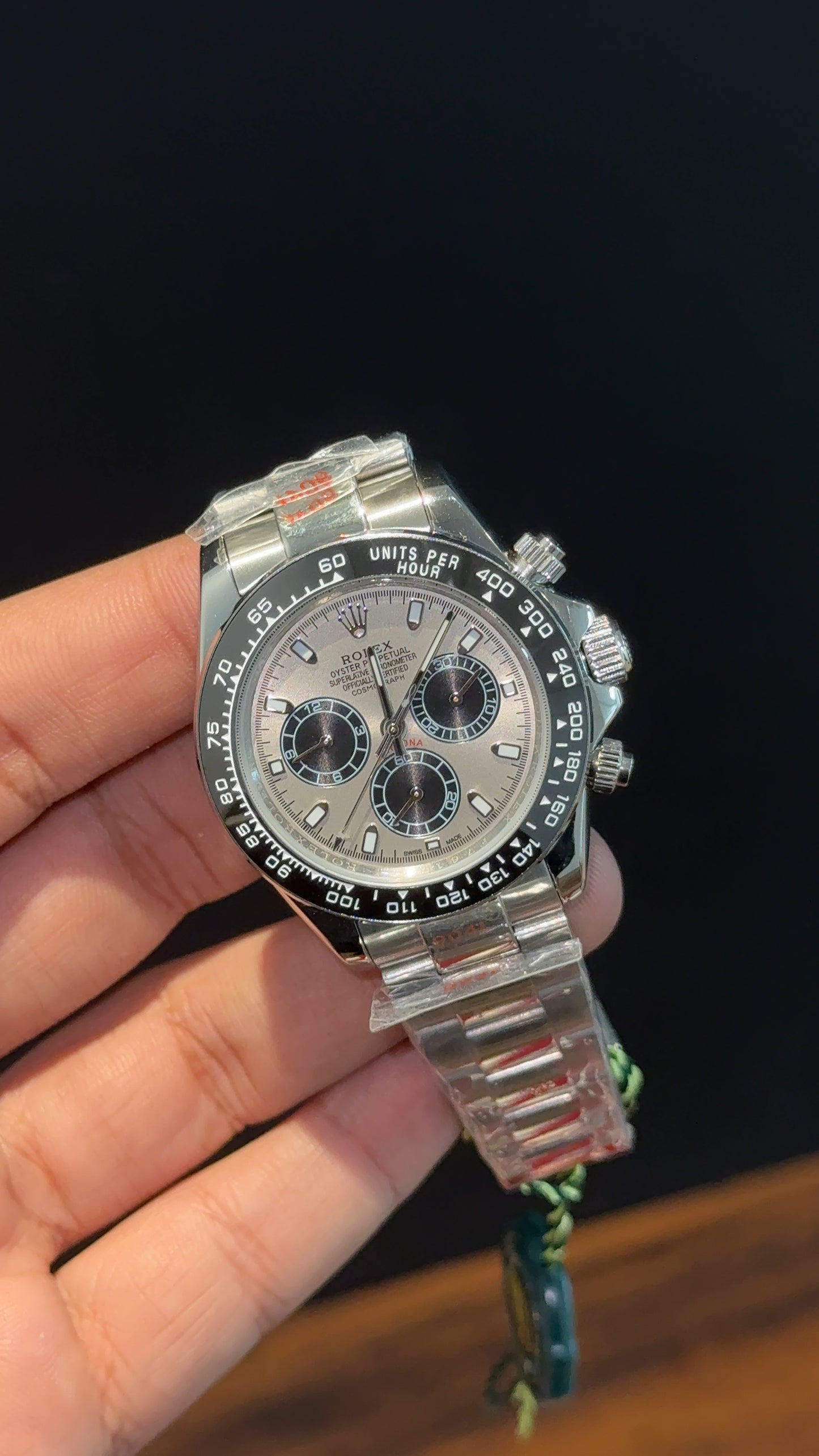 Daytona | Silver Chain | Black Chrono | Grey Dial