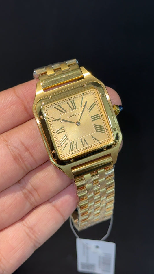 Santos De Cartier | Slim Edition | Gold Chain | Gold Dial