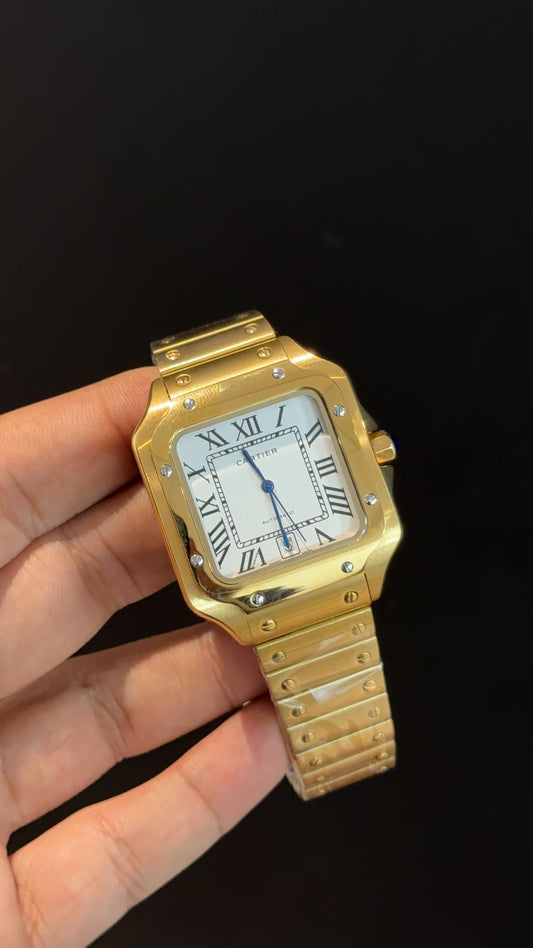 Santos | Gold Chain | White Dial