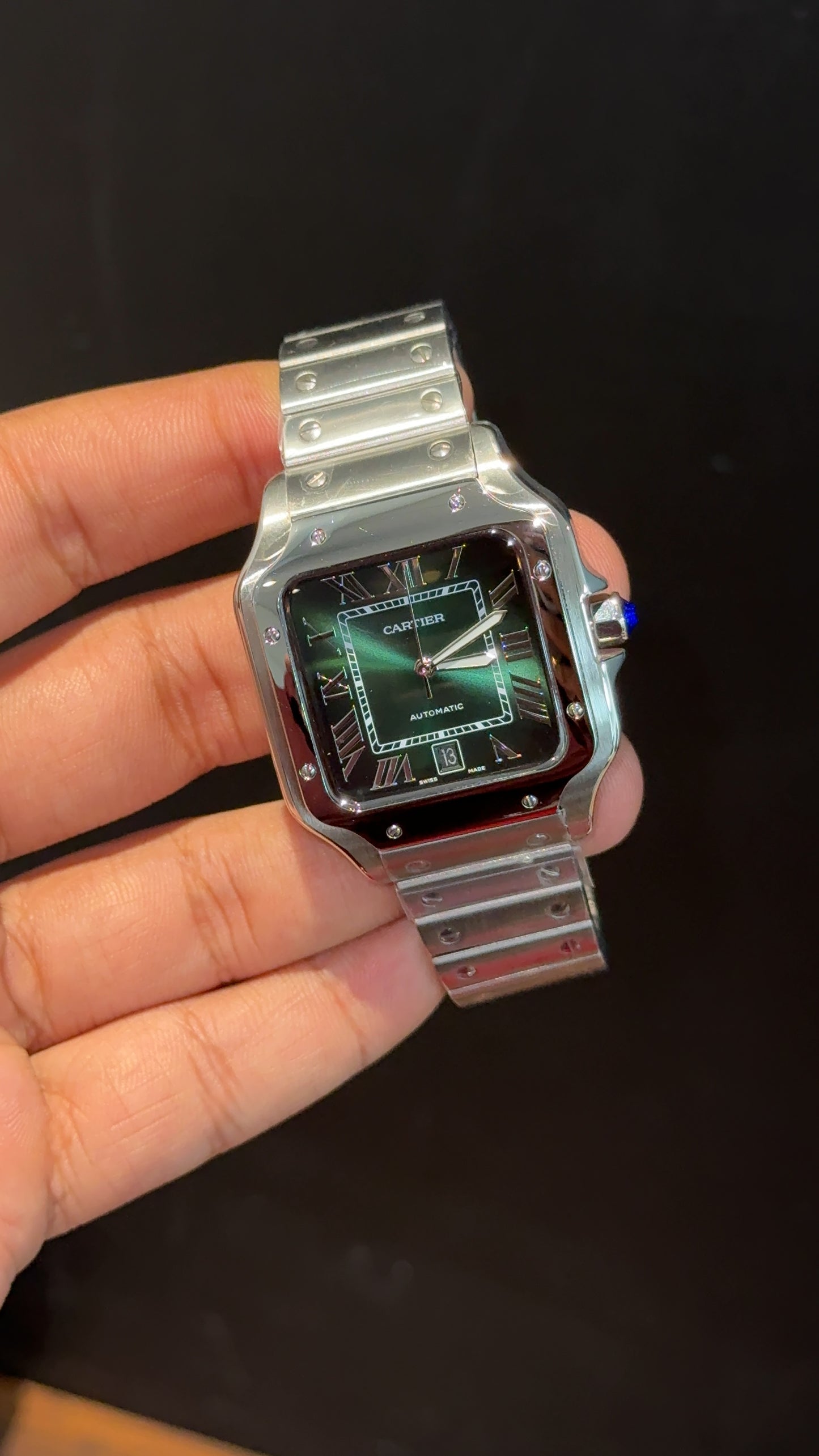 Santos | Silver Chain | Greenish Dial - twentyfour