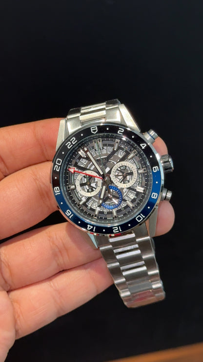 Tag Batman | Carrera 2 | Silver Chain | Chrono | Black Dial