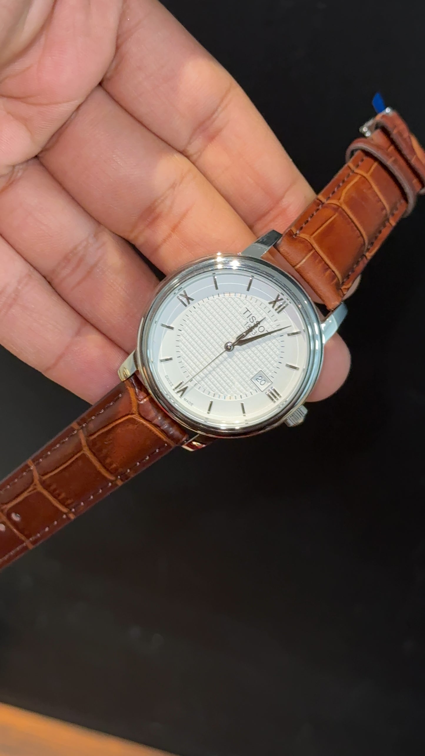 Tissot 1853 | Silver Case | Brown Leather Strap | White Textured Dial - twentyfour
