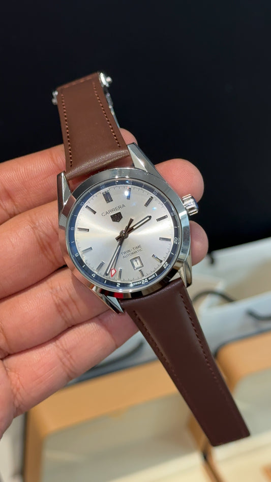 Tag Carrera | Brown Leather Strap | White Dial