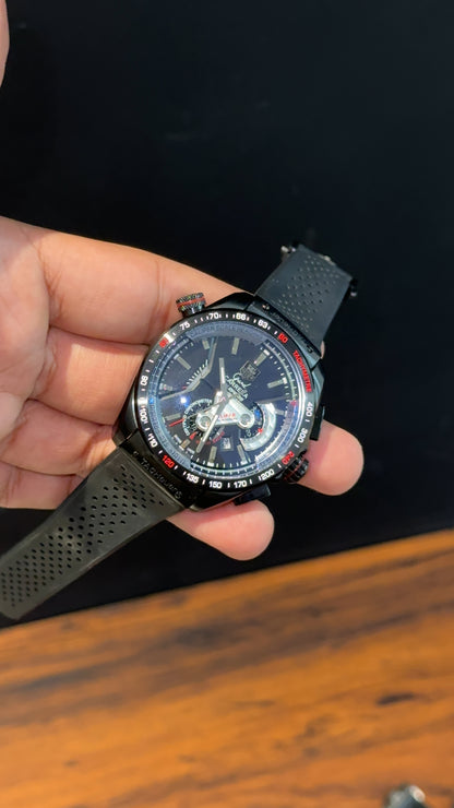 Tag Calibre 36 | Black Strap | Black Bezel | Chrono | Black Dial