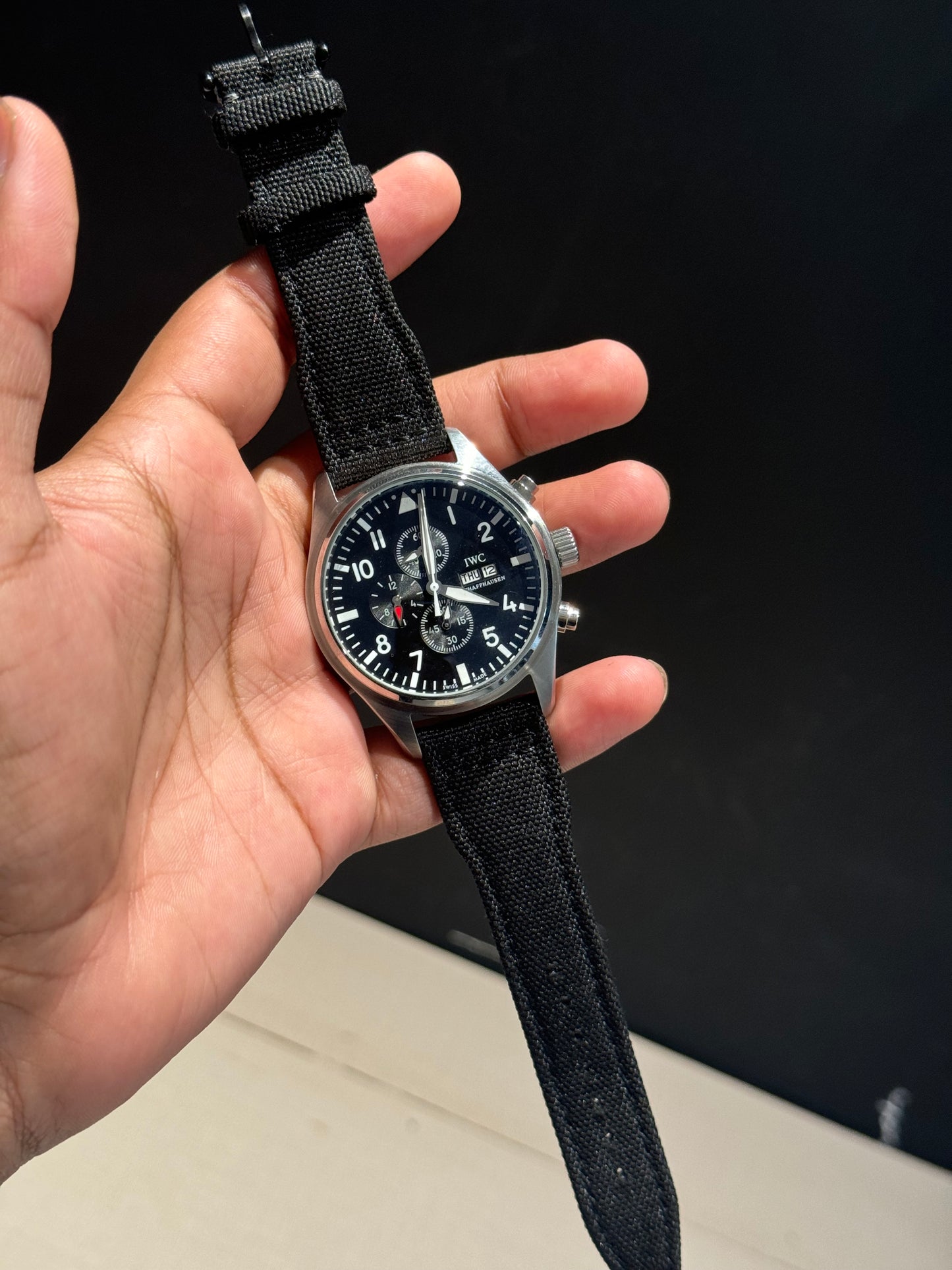 IWC | Black Fabric Strap | Silver Case | Chrono | Black Dial