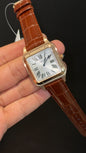 Cartier Santos | Rose Case | Brown Dumont Strap | White Dial