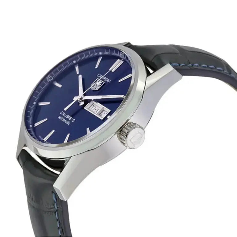 Tag Heuer Carrera Men’s Automatic Swiss Made Blue Leather Strap Blue Dial 41mm WAR201E.FC6292 - twentyfour