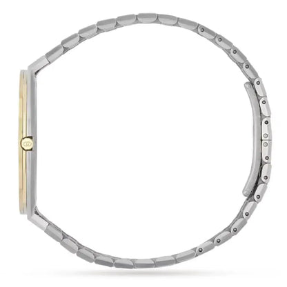 Gucci Women’s Swiss Made Quartz Silver Stainless Steel Gold Dial 34mm Watch YA163403