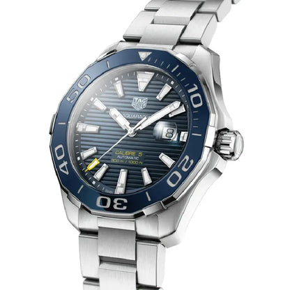 Tag Heuer Aquaracer Men’s Automatic Swiss Made Silver Stainless Steel Blue Dial 43mm Watch WAY201B.BA0927 - twentyfour