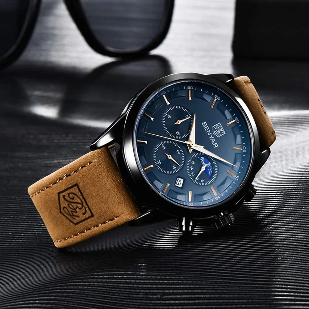 BENYAR BY-5160L SBBN | Moonphase Chronograph Watch