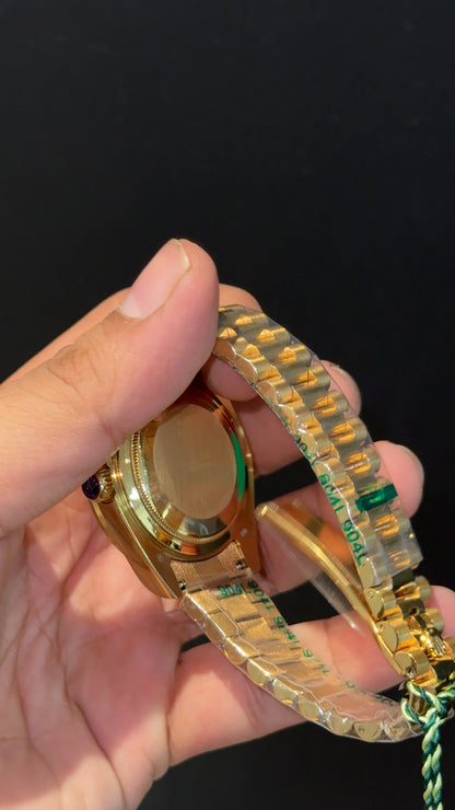 DayDate | Mother Of Pearl | Gold Chain | White Diamond Dial