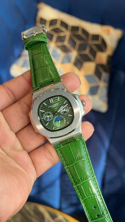 Pp Auto | Moonphase All Green Leather Strap