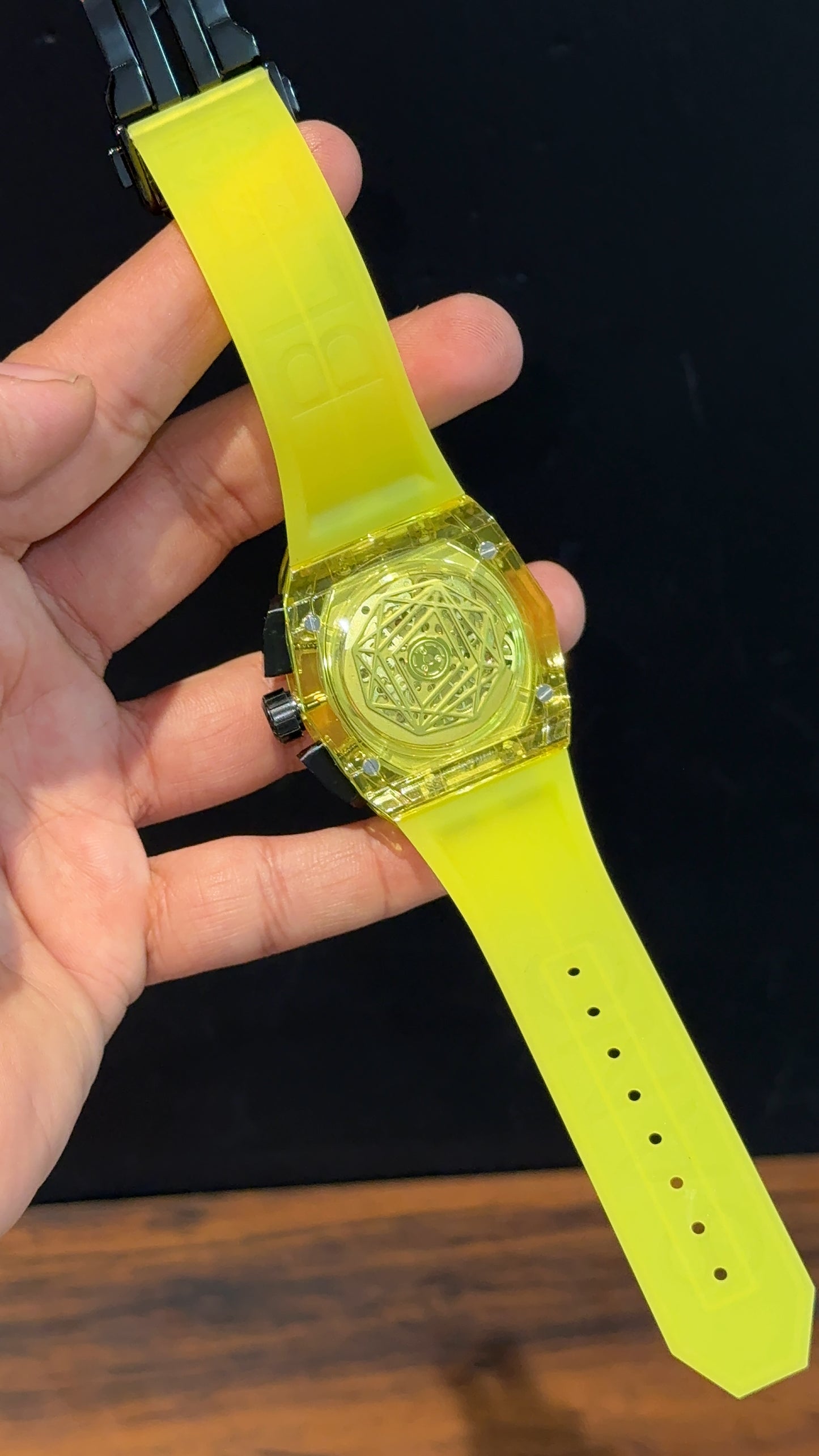 Premium Hublot | Maikou Bode Edition | Skeleton | Yellow Strap | Yellow Dial