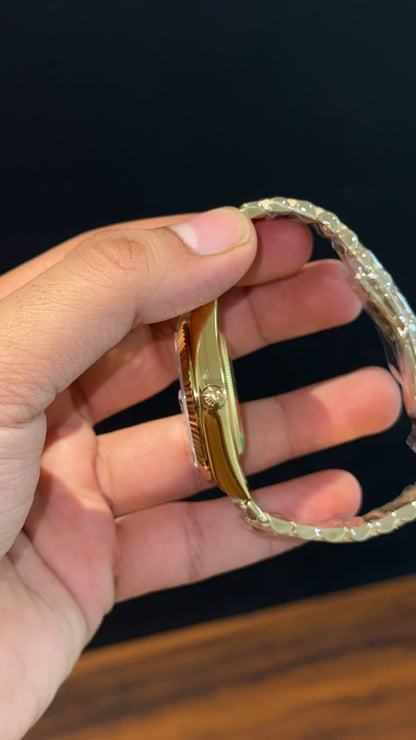 Premium DayDate | Gold Chain | Diamond Digit | Gradient Green Dial