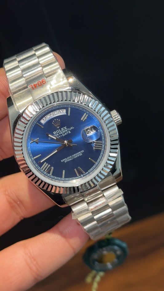 DayDate | Silver Chain | Blue Dial - twentyfour