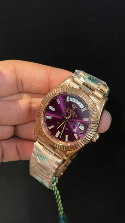 DayDate | Rose Chain | Pearl Digit | Purplish Dial