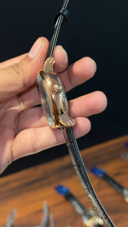 Patek Rose | Black Leather Strap | MoonPhase | Pendulum | Grey Machine | Grey Dial